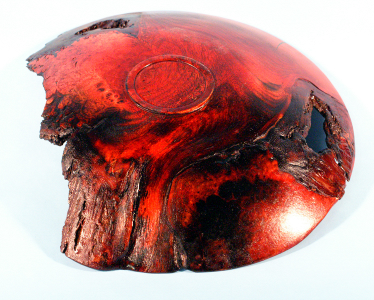 Plate, Black Locust, Red Aniline Dye, Reverse Side